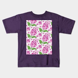 Pink Lilac Flowers Pattern Kids T-Shirt